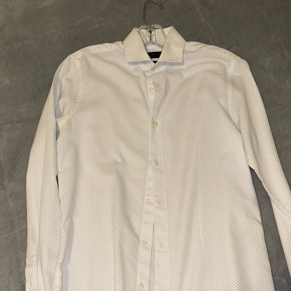 Zara White Patterned Dress Shirt